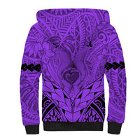 Personalised Polynesian Father's Day Gift For Dad Sherpa Hoodie Super Father In The World - Purple Polynesian Pattern - Wonder Print Shop