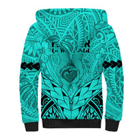 Polynesian Father's Day Gift For Dad Sherpa Hoodie Super Father In The World - Turquoise Polynesian Pattern - Wonder Print Shop