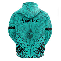 Personalised Polynesian Father's Day Gift For Dad Hoodie Super Father In The World - Turquoise Polynesian Pattern - Wonder Print Shop