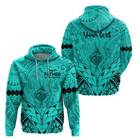 Personalised Polynesian Father's Day Gift For Dad Hoodie Super Father In The World - Turquoise Polynesian Pattern - Wonder Print Shop