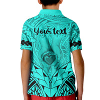 Custom Polynesian Fathers Day Gift For Dad Polo Shirt for Kid Super Father In The World Turquoise Polynesian Pattern - Wonder Print Shop