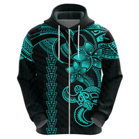 Hawaiian Tribal Hoodie Polynesian Kakau Turtle - Aqua - Wonder Print Shop