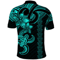 Hawaiian Tribal Polo Shirt Polynesian Kakau Turtle - Aqua - Wonder Print Shop