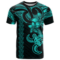 Hawaiian Tribal T Shirt Polynesian Kakau Turtle - Aqua - Wonder Print Shop