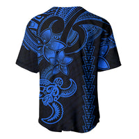 Hawaiian Tribal Baseball Jersey Polynesian Kakau Turtle - Blue LT9 - Wonder Print Shop