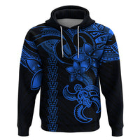 Hawaiian Tribal Hoodie Polynesian Kakau Turtle - Blue - Wonder Print Shop