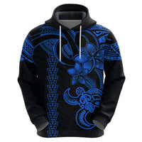 Hawaiian Tribal Hoodie Polynesian Kakau Turtle - Blue - Wonder Print Shop