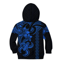 Hawaiian Tribal Kid Hoodie Polynesian Kakau Turtle - Blue - Wonder Print Shop