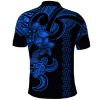 Hawaiian Tribal Polo Shirt Polynesian Kakau Turtle - Blue - Wonder Print Shop