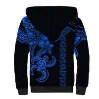 Hawaiian Tribal Sherpa Hoodie Polynesian Kakau Turtle - Blue - Wonder Print Shop