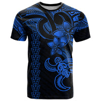 Hawaiian Tribal T Shirt Polynesian Kakau Turtle - Blue - Wonder Print Shop