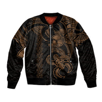 Hawaiian Tribal Bomber Jacket Polynesian Kakau Turtle - Gold LT9 - Wonder Print Shop