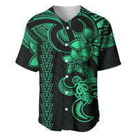 Hawaiian Tribal Baseball Jersey Polynesian Kakau Turtle - Green LT9 - Wonder Print Shop
