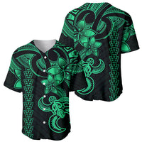 Hawaiian Tribal Baseball Jersey Polynesian Kakau Turtle - Green LT9 - Wonder Print Shop