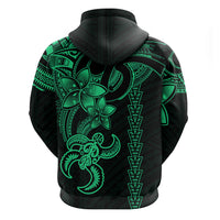 Hawaiian Tribal Hoodie Polynesian Kakau Turtle - Green - Wonder Print Shop