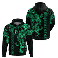Hawaiian Tribal Hoodie Polynesian Kakau Turtle - Green - Wonder Print Shop