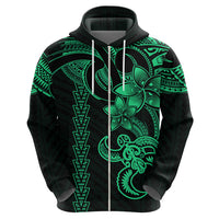 Hawaiian Tribal Hoodie Polynesian Kakau Turtle - Green - Wonder Print Shop