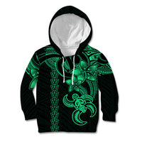 Hawaiian Tribal Kid Hoodie Polynesian Kakau Turtle - Green - Wonder Print Shop