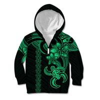 Hawaiian Tribal Kid Hoodie Polynesian Kakau Turtle - Green - Wonder Print Shop