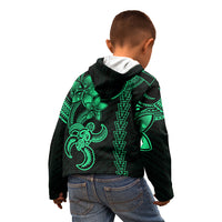 Hawaiian Tribal Kid Hoodie Polynesian Kakau Turtle - Green - Wonder Print Shop