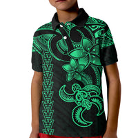 Hawaiian Tribal Kid Polo Shirt Polynesian Kakau Turtle - Green - Wonder Print Shop