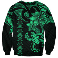 Hawaiian Tribal Sweatshirt Polynesian Kakau Turtle - Green - Wonder Print Shop