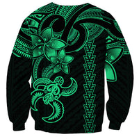 Hawaiian Tribal Sweatshirt Polynesian Kakau Turtle - Green - Wonder Print Shop