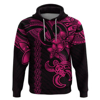 Hawaiian Tribal Hoodie Polynesian Kakau Turtle - Pink - Wonder Print Shop