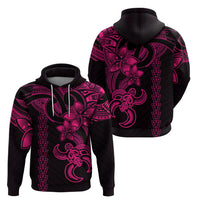 Hawaiian Tribal Hoodie Polynesian Kakau Turtle - Pink - Wonder Print Shop