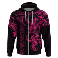 Hawaiian Tribal Hoodie Polynesian Kakau Turtle - Pink - Wonder Print Shop