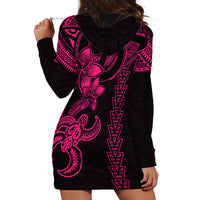 Hawaiian Tribal Hoodie Dress Polynesian Kakau Turtle - Pink - Wonder Print Shop