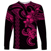 Hawaiian Tribal Long Sleeve Shirt Polynesian Kakau Turtle - Pink - Wonder Print Shop