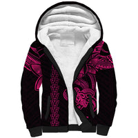 Hawaiian Tribal Sherpa Hoodie Polynesian Kakau Turtle - Pink - Wonder Print Shop