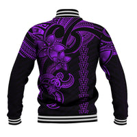 Hawaiian Tribal Baseball Jacket Polynesian Kakau Turtle - Purple LT9 - Wonder Print Shop