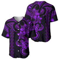 Hawaiian Tribal Baseball Jersey Polynesian Kakau Turtle - Purple LT9 - Wonder Print Shop