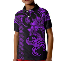 Hawaiian Tribal Kid Polo Shirt Polynesian Kakau Turtle - Purple - Wonder Print Shop