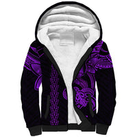 Hawaiian Tribal Sherpa Hoodie Polynesian Kakau Turtle - Purple - Wonder Print Shop