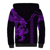 Hawaiian Tribal Sherpa Hoodie Polynesian Kakau Turtle - Purple - Wonder Print Shop