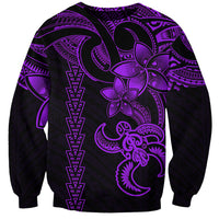 Hawaiian Tribal Sweatshirt Polynesian Kakau Turtle - Purple - Wonder Print Shop