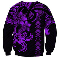 Hawaiian Tribal Sweatshirt Polynesian Kakau Turtle - Purple - Wonder Print Shop