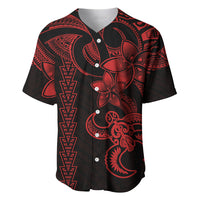 Hawaiian Tribal Baseball Jersey Polynesian Kakau Turtle - Red LT9 - Wonder Print Shop