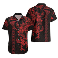Hawaiian Tribal Hawaiian Shirt Polynesian Kakau Turtle - Red - Wonder Print Shop