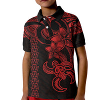 Hawaiian Tribal Kid Polo Shirt Polynesian Kakau Turtle - Red - Wonder Print Shop