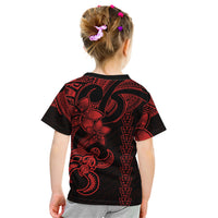 Hawaiian Tribal Kid T Shirt Polynesian Kakau Turtle - Red - Wonder Print Shop