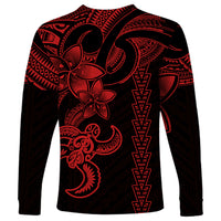 Hawaiian Tribal Long Sleeve Shirt Polynesian Kakau Turtle - Red - Wonder Print Shop