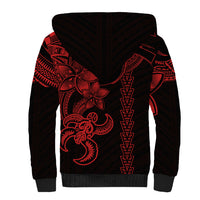 Hawaiian Tribal Sherpa Hoodie Polynesian Kakau Turtle - Red - Wonder Print Shop