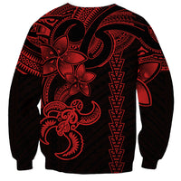 Hawaiian Tribal Sweatshirt Polynesian Kakau Turtle - Red - Wonder Print Shop