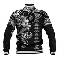 Hawaiian Tribal Baseball Jacket Polynesian Kakau Turtle - White LT9 - Wonder Print Shop