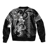 Hawaiian Tribal Sleeve Zip Bomber Jacket Polynesian Kakau Turtle - White - Wonder Print Shop