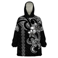 Hawaiian Tribal Wearable Blanket Hoodie Polynesian Kakau Turtle - White - Wonder Print Shop